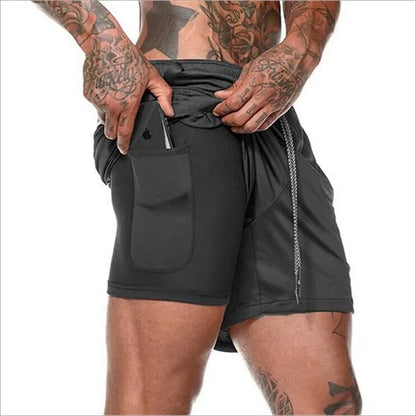 2019 Mens 2 in 1 Fitness Running Shorts