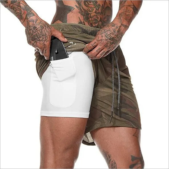 2019 Mens 2 in 1 Fitness Running Shorts